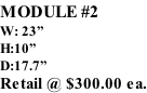 MODULE #2 W: 23” H:10” D:17.7” Retail @ $300.00 ea.