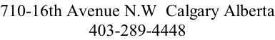 710-16th Avenue N.W  Calgary Alberta 403-289-4448
